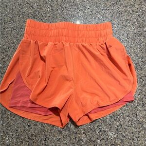 Balance Athletica Women's Orange Layered Athletic Shorts